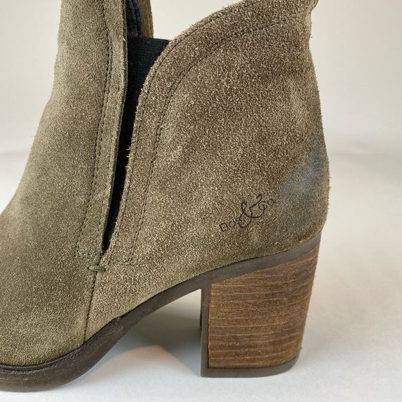 Hunter Green Suede Bootie Heels - Picture 3 of 7